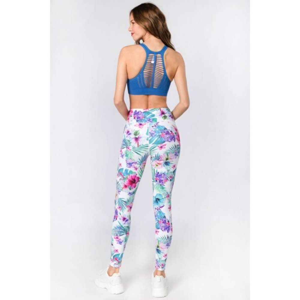 Active High Rise Tropical Floral Printed Leggings - Picture 4 of 6